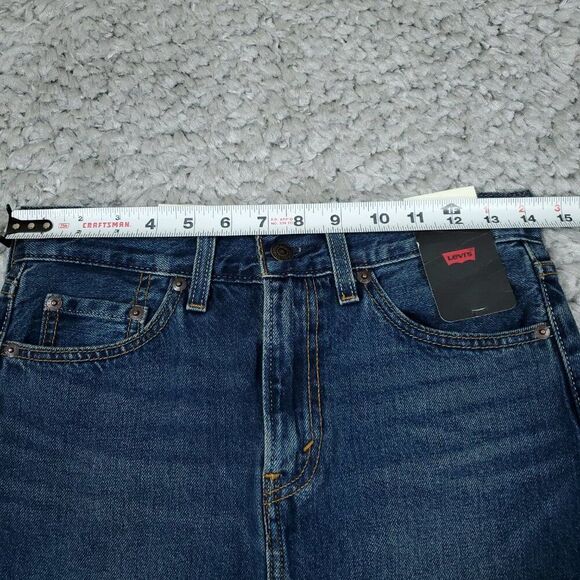 Levi's Premium Ankle Column Denim Midi Jean Skirt Size 24 Dark Wash Blue - Picture 8 of 10